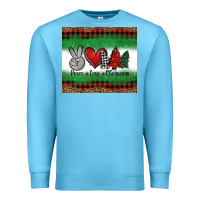 Ocean Blue Peace Love Christmas Trees Premium Sweatshirt - Jasminsmagicworld