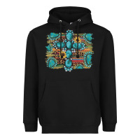 Black western gemstone cross sunflowers serape leopard glitter Heavyweight Hoodie - Artiststas