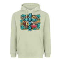 Matcha western gemstone cross sunflowers serape leopard glitter Heavyweight Hoodie - Artiststas