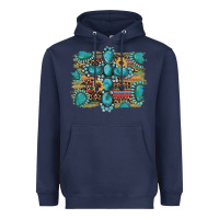 Navy western gemstone cross sunflowers serape leopard glitter Heavyweight Hoodie - Artiststas