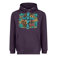 Plum western gemstone cross sunflowers serape leopard glitter Heavyweight Hoodie - Artiststas