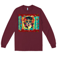 Burgundy sugar skull tumbler 3 Long Sleeve Tee - CTS Tumbler Store