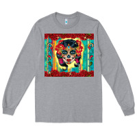 Heather Grey sugar skull tumbler 3 Long Sleeve Tee - CTS Tumbler Store