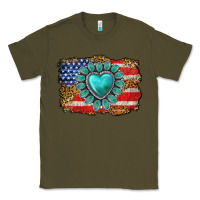 Army Green American flag leopard turquoise gemstone Classic Tee - Neo Western