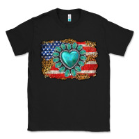 Black American flag leopard turquoise gemstone Classic Tee - Neo Western