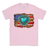 Bubblegum Pink American flag leopard turquoise gemstone Classic Tee - Neo Western