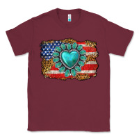Burgundy American flag leopard turquoise gemstone Classic Tee - Neo Western