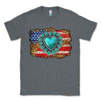 Charcoal Heather American flag leopard turquoise gemstone Classic Tee - Neo Western