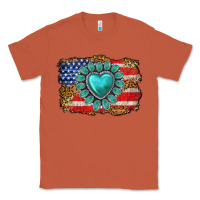 Copper American flag leopard turquoise gemstone Classic Tee - Neo Western