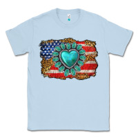 Dusty Blue American flag leopard turquoise gemstone Classic Tee - Neo Western