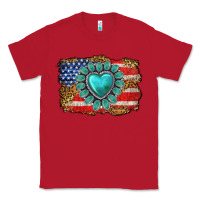 Red American flag leopard turquoise gemstone Classic Tee - Neo Western