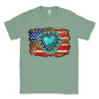 Sage American flag leopard turquoise gemstone Classic Tee - Neo Western