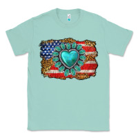 Seafoam American flag leopard turquoise gemstone Classic Tee - Neo Western