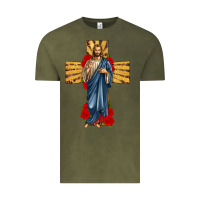 Vintage Olive jesus christ cross Vintage Tee - texasbilliewilder