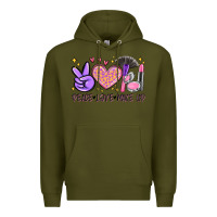 Army Green peace love make up Premium Hoodie - MaliasSmallBusiness