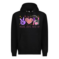 Black peace love make up Premium Hoodie - MaliasSmallBusiness