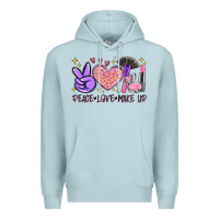 Blue Mist peace love make up Premium Hoodie - MaliasSmallBusiness