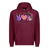 Burgundy peace love make up Premium Hoodie - MaliasSmallBusiness