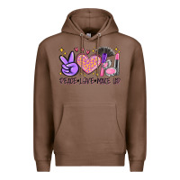 Chestnut peace love make up Premium Hoodie - MaliasSmallBusiness