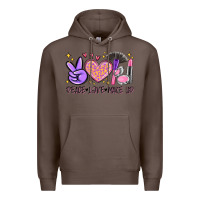 Coffee peace love make up Premium Hoodie - MaliasSmallBusiness