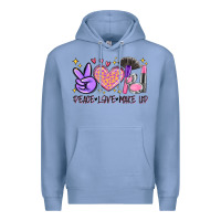 Colony Blue peace love make up Premium Hoodie - MaliasSmallBusiness