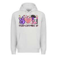 Dove Grey peace love make up Premium Hoodie - MaliasSmallBusiness