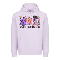 Lilac peace love make up Premium Hoodie - MaliasSmallBusiness