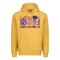 Mustard peace love make up Premium Hoodie - MaliasSmallBusiness