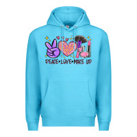 Ocean Blue peace love make up Premium Hoodie - MaliasSmallBusiness