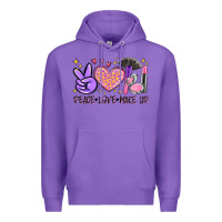Purple peace love make up Premium Hoodie - MaliasSmallBusiness
