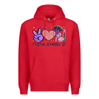 Red peace love make up Premium Hoodie - MaliasSmallBusiness