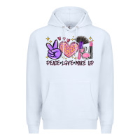 White peace love make up Premium Hoodie - MaliasSmallBusiness
