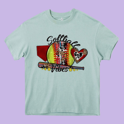 Softball Vibes Heavy Core Tee Designed By Sublimationcraftshop