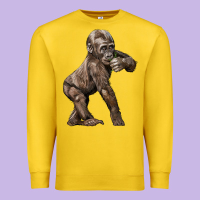 Baby Gorilla Premium Sweatshirt Designed By Lillyallendesigns
