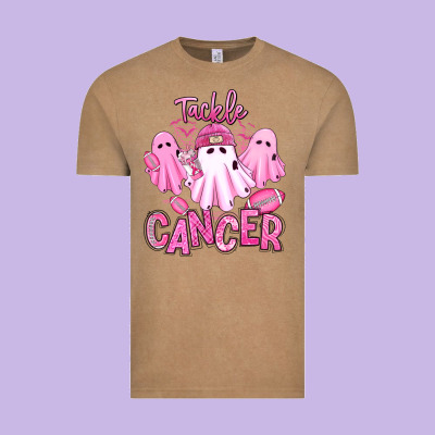 Vintage Tee tackle cancer halloween ghosts american football