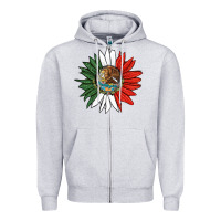 Heather Grey mexico sunflower Zipper Hoodie - HRA Design Shop