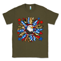 Army Green American flag sunflower Classic Tee - Neo Western