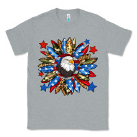 Heather Grey American flag sunflower Classic Tee - Neo Western