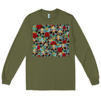 Army Green sugar skulls roses tumbler 3 Long Sleeve Tee - CTS Tumbler Store