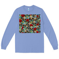 Colony Blue sugar skulls roses tumbler 3 Long Sleeve Tee - CTS Tumbler Store