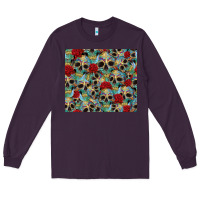 Plum sugar skulls roses tumbler 3 Long Sleeve Tee - CTS Tumbler Store