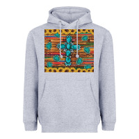Heather Grey western gemstone cross sunflowers leopard serape glitter wooden tumble Heavyweight Hoodie - Artiststas