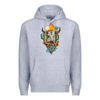 Heather Grey free spirit bull skull Premium Hoodie - MaliasSmallBusiness