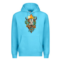 Ocean Blue free spirit bull skull Premium Hoodie - MaliasSmallBusiness
