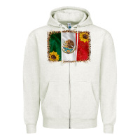 Oatmeal Heather mexico flag background Zipper Hoodie - HRA Design Shop