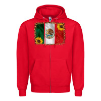 Red mexico flag background Zipper Hoodie - HRA Design Shop