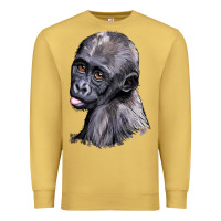 Antique Gold Baby Gorilla Head Premium Sweatshirt - LillyAllenDesigns