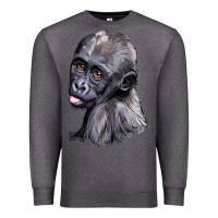 Charcoal Heather Baby Gorilla Head Premium Sweatshirt - LillyAllenDesigns