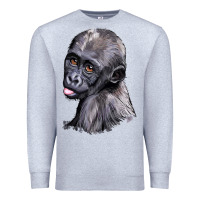 Heather Grey Baby Gorilla Head Premium Sweatshirt - LillyAllenDesigns