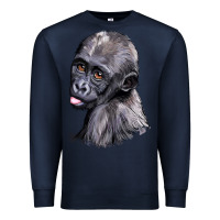 Navy Baby Gorilla Head Premium Sweatshirt - LillyAllenDesigns
